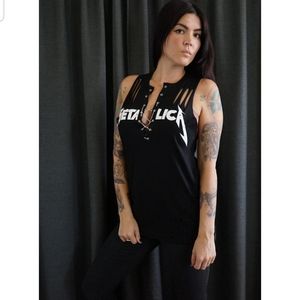 COPY - Metallica rock shirts with chain lace up